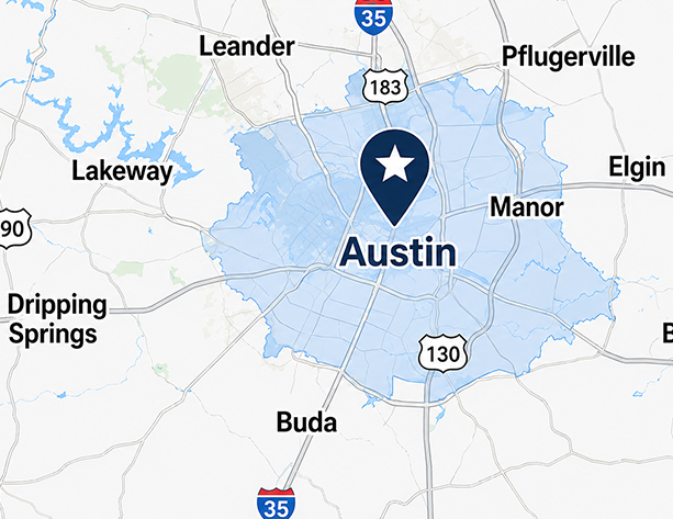 Armada Towing Service Austin Texas service area map