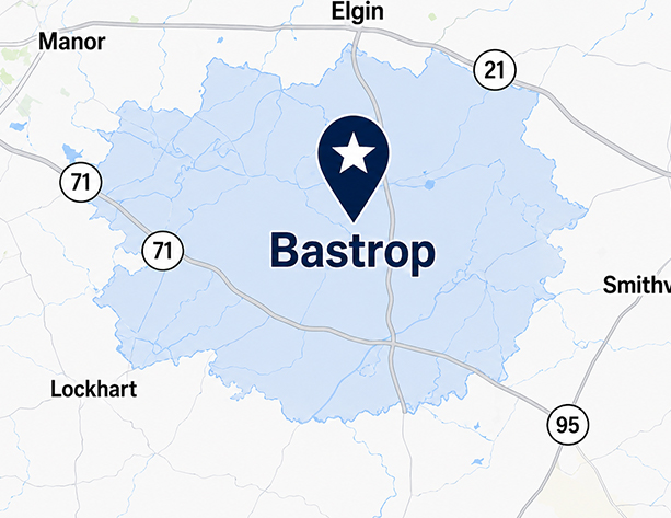 Armada Towing Service Bastrop Texas service area map