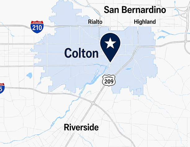 Armada Towing Service Colton California service area map