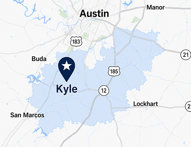 Armada Towing Service Kyle Texas service area map