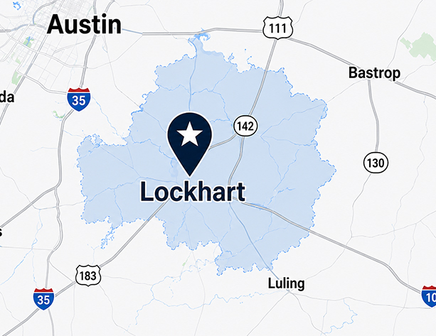 Armada Towing Service Lockhart Texas service area map