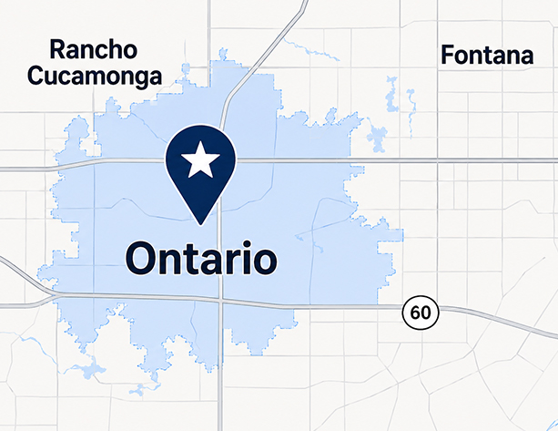 Armada Towing Service Ontario California service area map