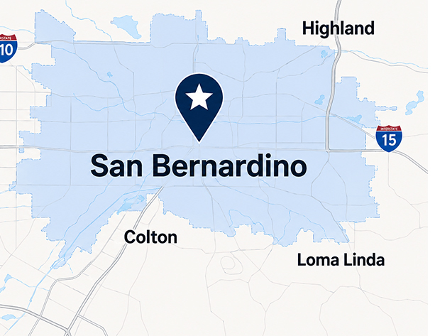 Armada Towing Service San Bernardino California service area map