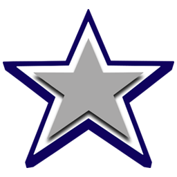 Silver-grey five-pointed star with blue outline