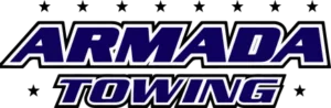 Armada Towing navy logo with white outline and stars