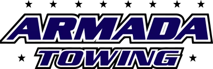 Armada Towing navy logo with white outline and stars